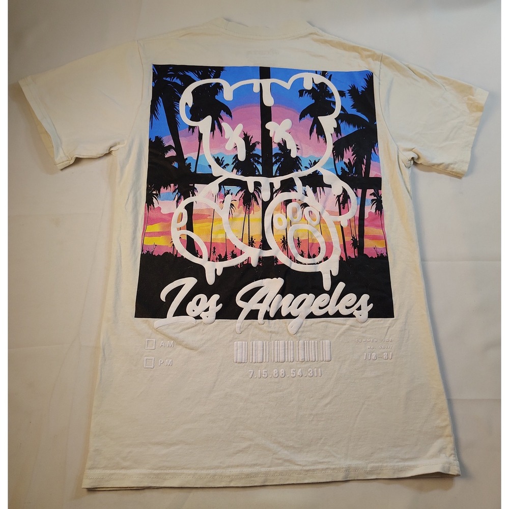 GSTR Los Angeles Bear Sunset Graphic Tee Mens Small Cream‎ Summer Tide Barcode